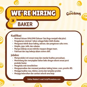 Lowongan Kerja Sebagai Baker untuk Roti Goolung Penempatan di Bali