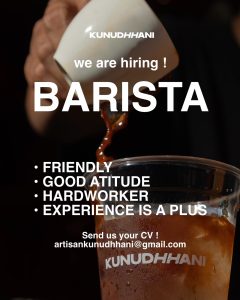 Lowongan Kerja Sebagai Barista untuk Kunudhhani Penempatan di Denpasar