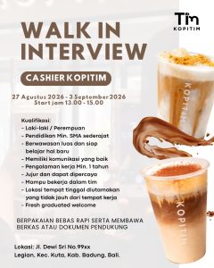 Lowongan Kerja Sebagai Cashier untuk KOPITIM Penempatan di Legian, Badung
