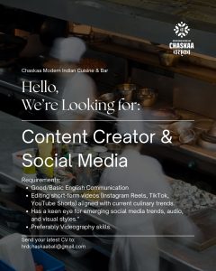 Lowongan Kerja Sebagai Content Creator dan Social Media untuk CHASKAA Penempatan di Bali