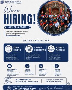 Lowongan Kerja Sebagai Cook Helper, Cashier/Accounting dan Waiter/Waitress untuk PANDA KITCHEN Penempatan di Denpasar