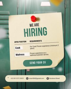 Lowongan Kerja Sebagai Cook dan Waitress untuk Sinssihwaro Penempatan di Ubud, Gianyar