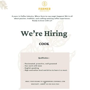 Lowongan Kerja Sebagai Cook untuk FARMER Brew Roastery Penempatan di Badung