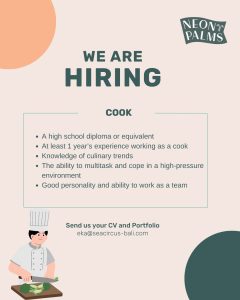 Lowongan Kerja Sebagai Cook untuk Neon Palms Penempatan di Badung
