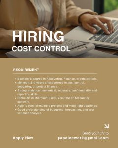 Lowongan Kerja Sebagai Cost Control, Dumpling, Head Tech, Cook, Server untuk Penempatan di Bali