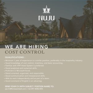 Lowongan Kerja Sebagai Cost Control untuk NUJU Uluwatu Penempatan di Badung

