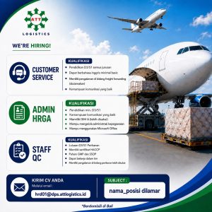 Lowongan Kerja Sebagai Customer Service, Admin HRGA dan Staff QC untuk ATT Logistics Penempatan di Badung