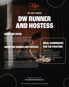 Lowongan Kerja Sebagai DW Runner dan Hostess untuk Miya Social Penempatan di Badung