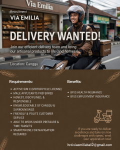 Lowongan Kerja Sebagai Delivery Staff untuk Via Emilia Penempatan di Badung 
