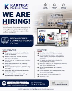 Lowongan Kerja Sebagai Digital Content & E-Commerce Specialist untuk KARTIKA Electronic Store Penempatan di Badung