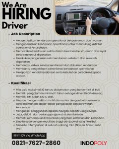 Lowongan Kerja Sebagai Driver untuk INDOPOLY Penempatan di Bali
