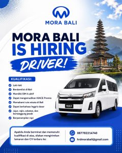 Lowongan Kerja Sebagai Driver untuk Mora Bali Penempatan di Badung