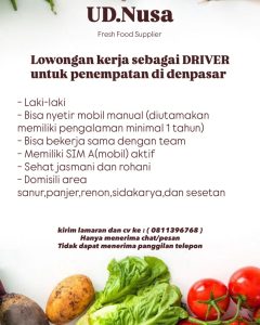 Lowongan Kerja Sebagai Driver untuk UD Nusa Penempatan di Denpasar