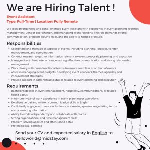 Lowongan Kerja Sebagai Event Assistant untuk Midstay Penempatan di Bali
