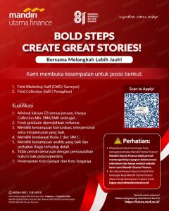 Lowongan Kerja Sebagai Field Marketing Staff /Staf Marketing & Surveyor /CMO, Field Collection Staff /Bagian penagihan untuk PT Mandiri Utama Finance (MUF) Penempatan di Bali