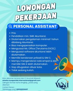 Lowongan Kerja Sebagai Finance Accounting, Personal Assistant dan Tukang Kebun untuk Wisata Nusa Penida Penempatan di Klungkung