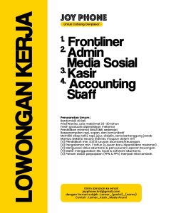 Lowongan Kerja Sebagai Frontliner, Admin Media Sosial, Kasir, Accounting Staff, Dll untuk Joyphone Penempatan di Denpasar