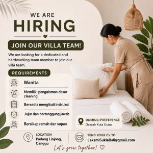 Lowongan Kerja Sebagai Housekeeping untuk Villa Penempatan di Canggu, Badung