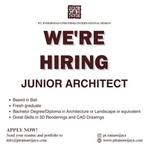 Lowongan Kerja Sebagai Junior Architect untuk PT. Ramawijaya Indonesia Interantional Design Penempatan di Denpasar