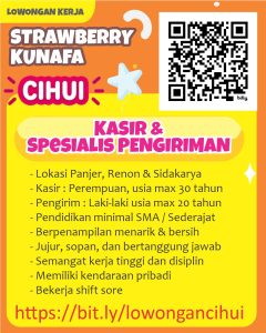 Lowongan Kerja Sebagai Kasir & Spesialis Pengiriman untuk Strawberry Kunafa Cihui Penempatan di Sidakarya, Denpasar