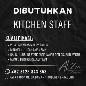 Lowongan Kerja Sebagai Kitchen Staff untuk AlZee Kitchen Penempatan di Tibubeneng, Badung