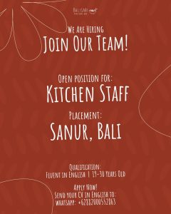 Lowongan Kerja Sebagai Kitchen Staff untuk BALI SABI Penempatan di Sanur, Denpasar