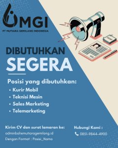 Lowongan Kerja Sebagai Kurir Mobil, Teknisi Mesin, Sales Marketing, Telemarketing untuk PT Mutiara Gemilang Indonesia Penempatan di Badung