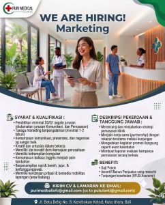 Lowongan Kerja Sebagai Marketing untuk Puri Medical Clinic Penempatan di Kerobokan, Badung