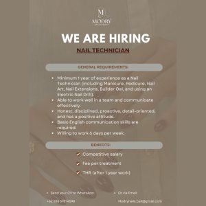 Lowongan Kerja Sebagai Nail Technician untuk MODRY Nails Bali Penempatan di Badung