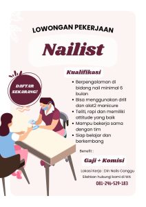 Lowongan Kerja Sebagai Nailist untuk Din Nails Canggu Penempatan di Badung

