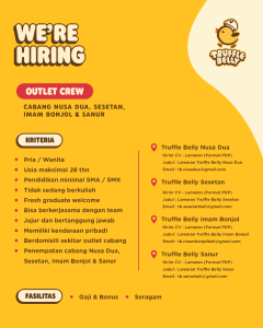 Lowongan Kerja Sebagai Outlet Crew untuk Truffle Belly Penempatan di Bali