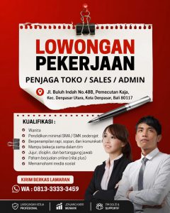 Lowongan Kerja Sebagai Penjaga Toko, Sales dan Admin untuk Indoselis Penempatan di Denpasar
