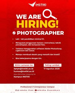 Lowongan Kerja Sebagai Photographer untuk INSTIKI Penempatan di Denpasar