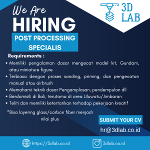 Lowongan Kerja Sebagai Post Processing Specialist untuk 3D LAB Penempatan di Badung