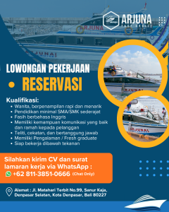 Lowongan Kerja Sebagai Reservasi untuk Arjuna Fast Cruise Penempatan di Denpasar
