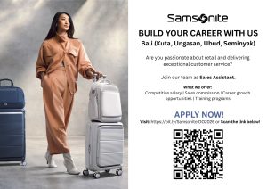 Lowongan Kerja Sebagai Sales Assistant untuk Samsonite Penempatan di Bali