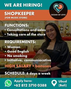 Lowongan Kerja Sebagai Shopkeeper untuk Ocean Of Love Penempatan di Ubud, Gianyar
