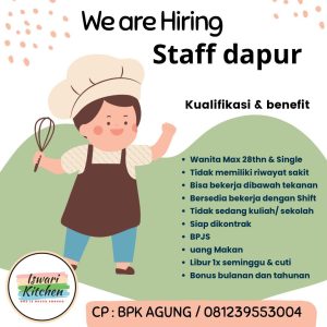 Lowongan Kerja Sebagai Staff Dapur untuk Iswari Kitchen Penempatan di Denpasar