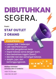 Lowongan Kerja Sebagai Staff Outlet untuk DOZA BALI Penempatan di Badung