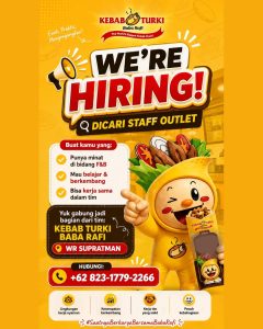 Lowongan Kerja Sebagai Staff Outlet untuk Kebab Turki Baba Rafi WR Supratman Penempatan di Denpasar