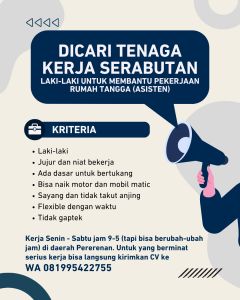 Lowongan Kerja Sebagai Staff Serabutan untuk Penempatan di Pererenan, Badung