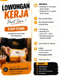 Lowongan Kerja Sebagai Staff Stand untuk Hi Choco Penempatan di GWK, Badung
