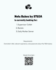 Lowongan Kerja Sebagai Supervisor Outlet, Barista, DW Server (Contract) untuk Nelu Bakes Penempatan di Renon, Denpasar