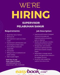Lowongan Kerja Sebagai Supervisor untuk PT. Easybook Teknologi Indonesia Penempatan di Sanur, Denpasar