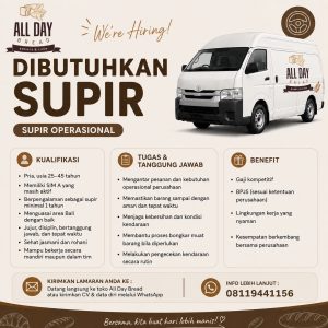 Lowongan Kerja Sebagai Supir untuk All Day Bread Penempatan di Bali