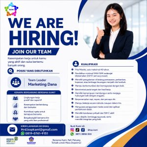 Lowongan Kerja Sebagai Team Leader Marketing Dana untuk Kop KAMI Penempatan di Denpasar
