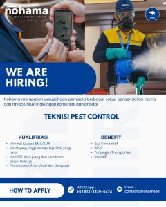Lowongan Kerja Sebagai Teknisi Pet Control untuk Nohama Penempatan di Bali