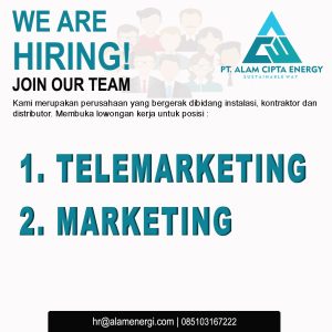 Lowongan Kerja Sebagai Telemarketing, Marketing Eksekutif untuk PT. Alam Cipta Energy Penempatan di Denpasar