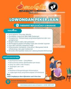 Lowongan Kerja Sebagai Therapist Reflexology & Massage untuk Dewata Reflexology & Massage  Penempatan di Denpasar
