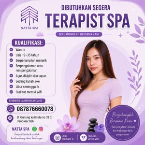 Lowongan Kerja Sebagai Therapist SPA untuk Natta SPA Penempatan di Denpasar